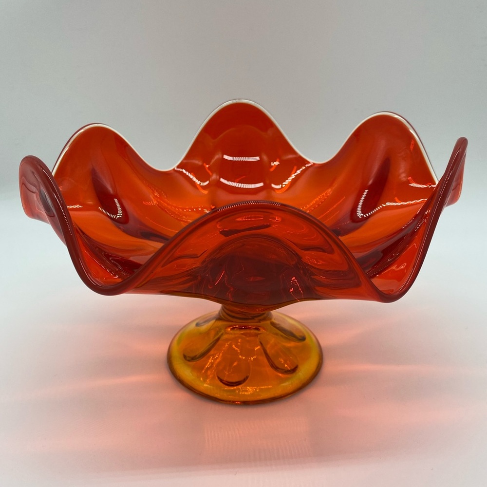 Viking Amberina Glass Pedestal Dish / Compote